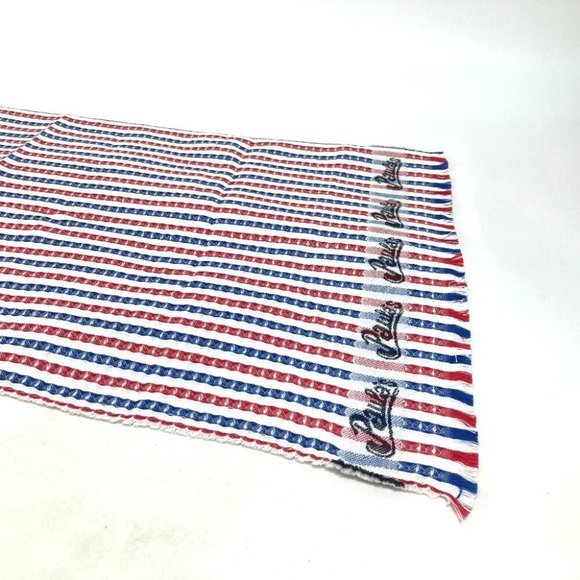 LOEWE interior Paula´s Ibiza stripe fringe towel cotton Red/Blue x White Unused - Picture 6 of 8